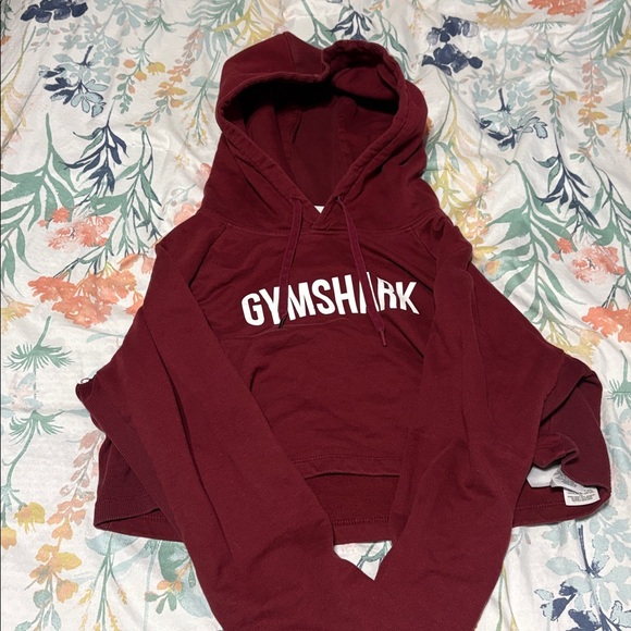Gymshark Tops - Gymshark Maroon Cropped Hoodie with White Logo